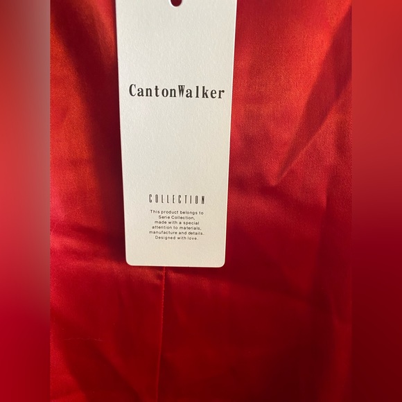 Raspberry red satin cowl neck dress - Picture 5 of 7